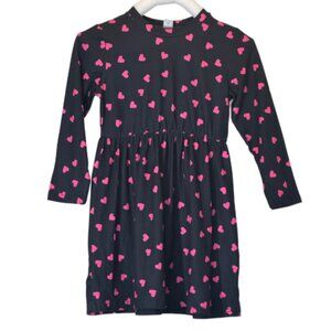Girl's Black & Pink Long Sleeves Heart Dress Size 6 (years)